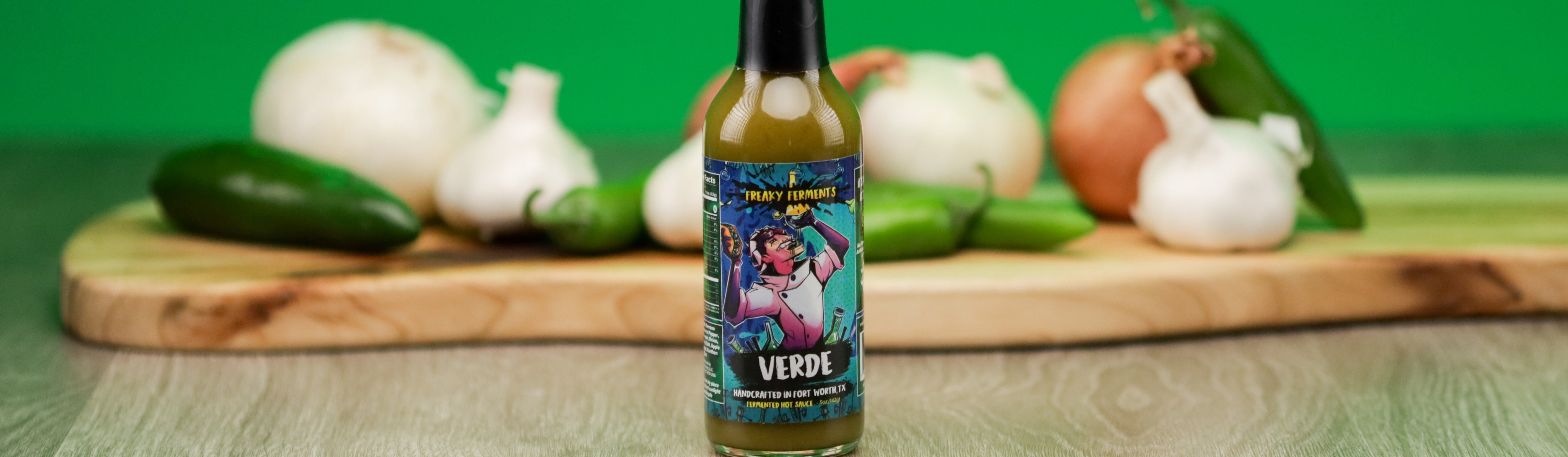 photo of Verde bottle in front of ingredients