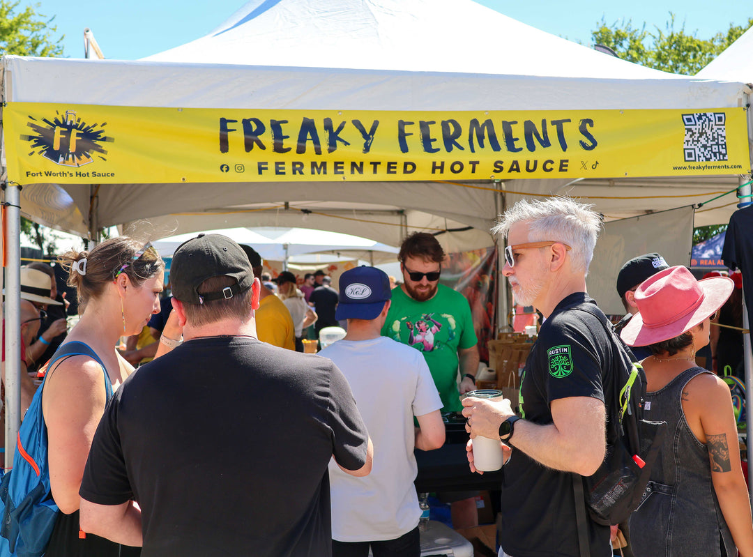 photo of freaky ferments booth at Austin Chronicle Hot Sauce festival